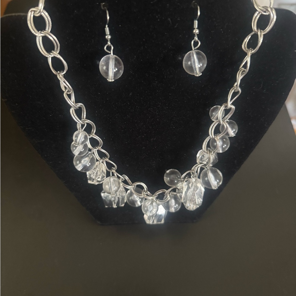 Paparazzi Silver Necklace with Clear Beads